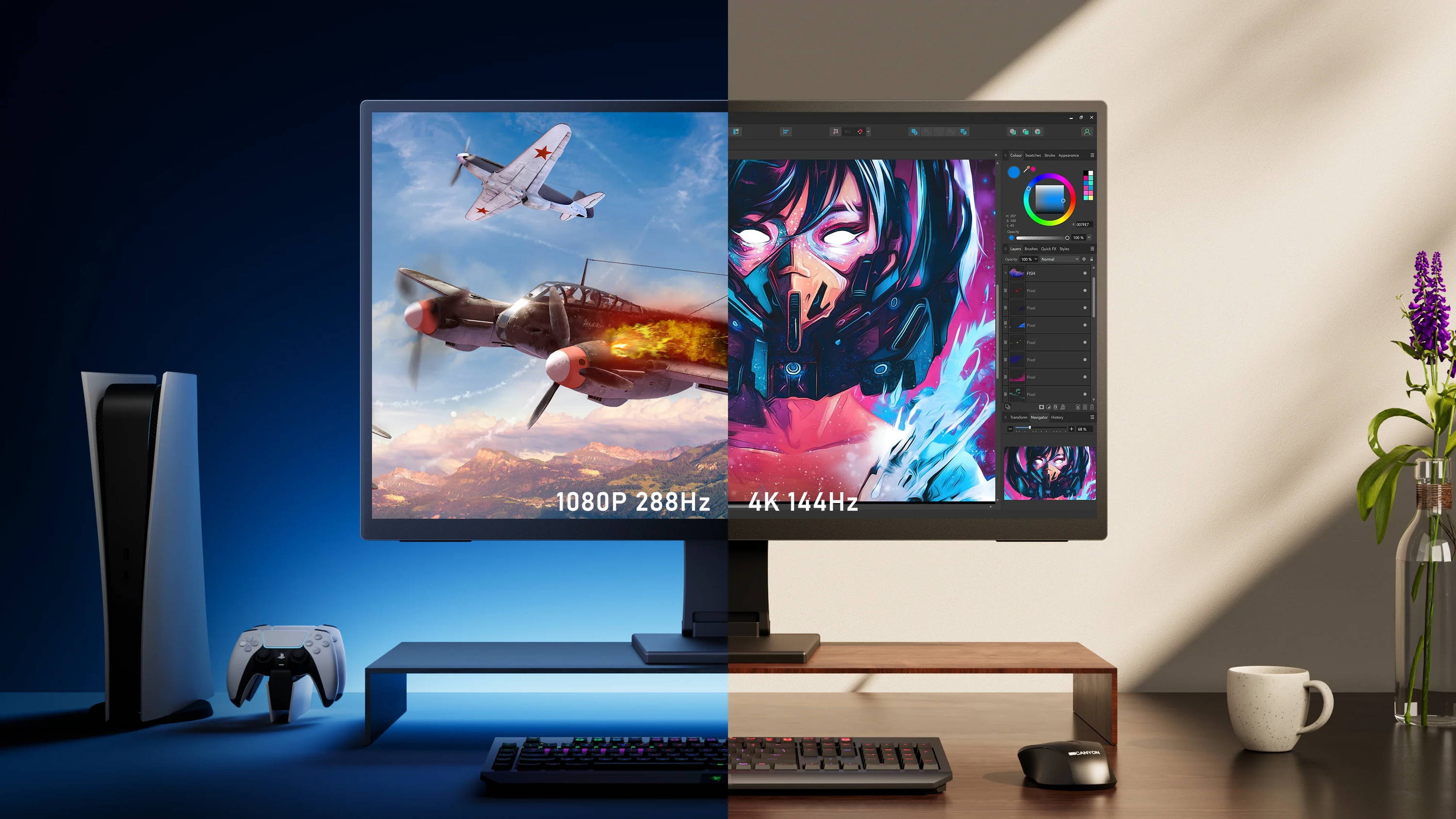 27 Inch 4K Monitor 144Hz Dual Mode Gaming 1080P 288Hz Computer